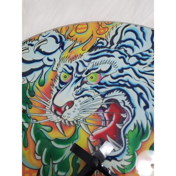 ED HARDY DECOR y2k Art ClockGlass Tiger Traditional Tattoo‎ Wall Vintage 90s - Picture 6 of 9